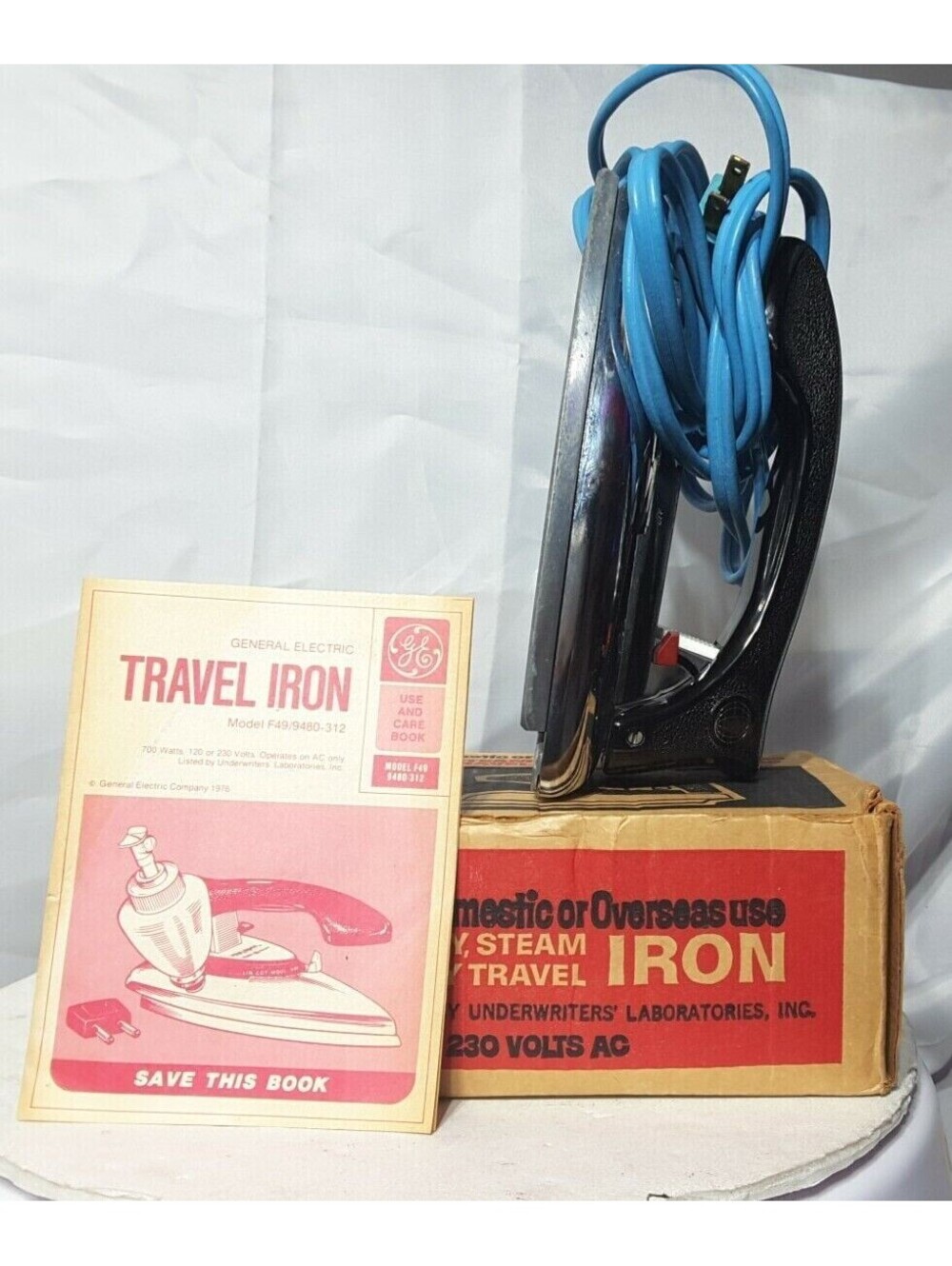 Vintage GE F49-9480-312 Spray Steam Dry Travel Iron Corded Stainless Steel